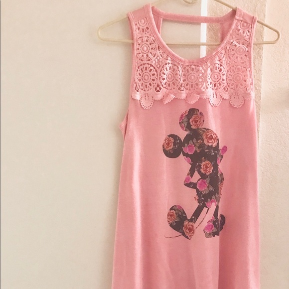 Disney Tops - Disney Pink Minny Mouse Floral & lace Tank Top Med